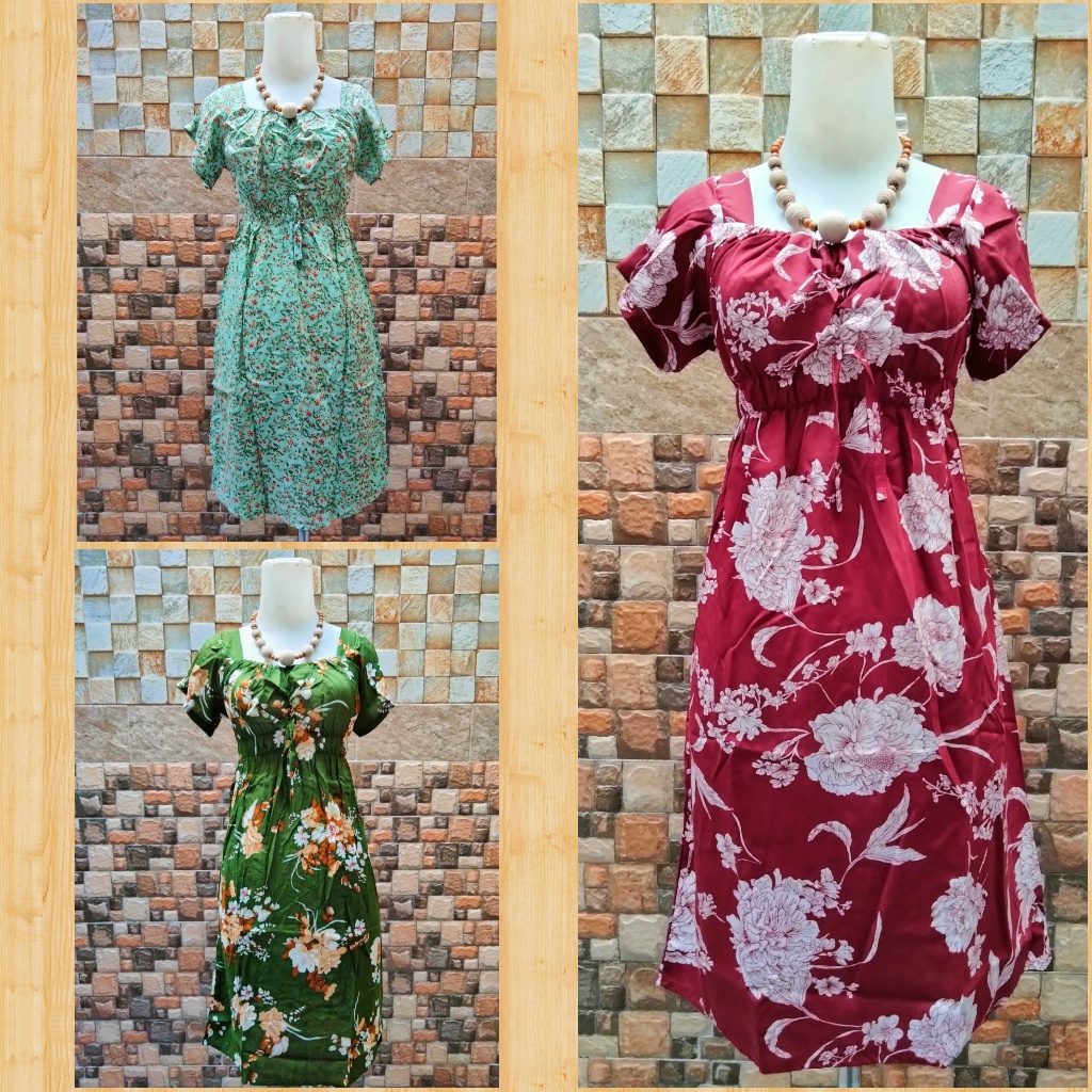 Jual Dress BCL Pendek Bali Murah Daster BCL Bali Flowly Midi Dress Daster Bali Kerut Dada