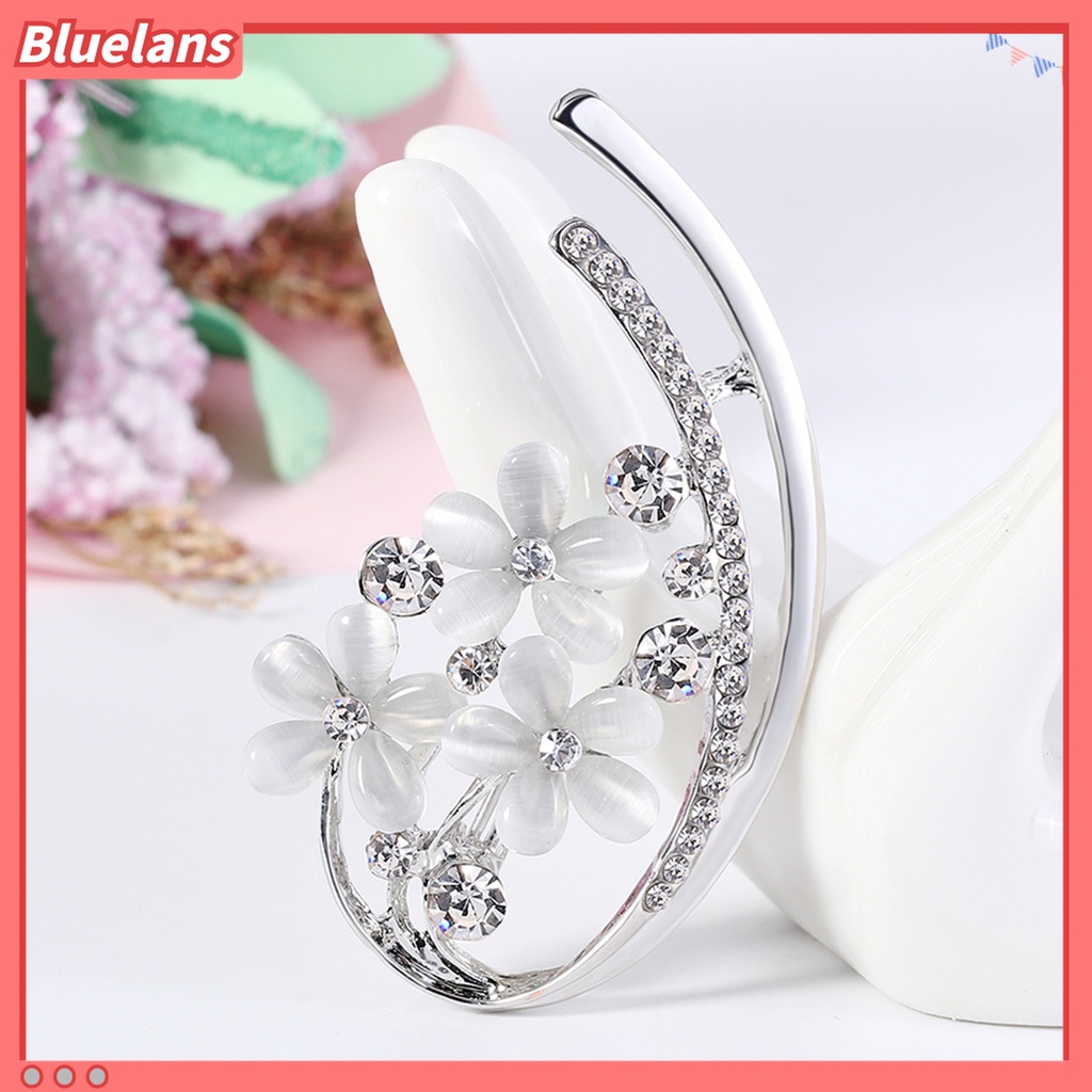 Bluelans Bros Lencana Bentuk Bunga Aksen Berlian Imitasi Bahan Alloy Untuk Perayaan