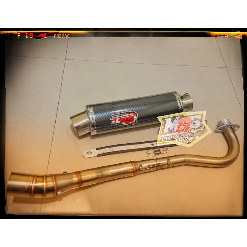 knalpot sepeda motor racing R9 mugello black karbon pnp jupiter, vega, karisma,supra,Gtr, wafe