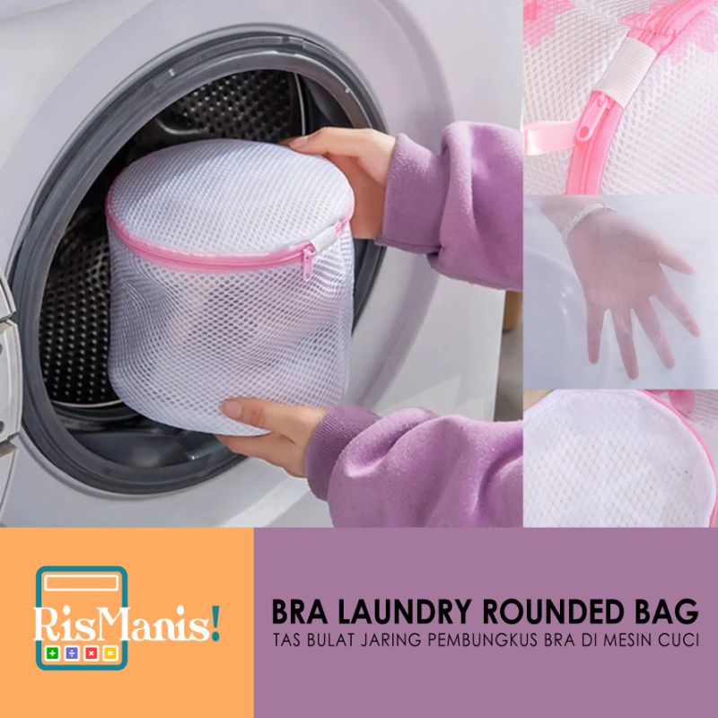 BRA LAUNDRY ROUNDED BAG - Tas Jala Bulat Keranjang Cucian Pembungkus Bra Kantong Jaring Pelindung BH Kutang Pakaian Dalam CD Pencucian Mesin Cuci Anti Rusak Bebas Lecek