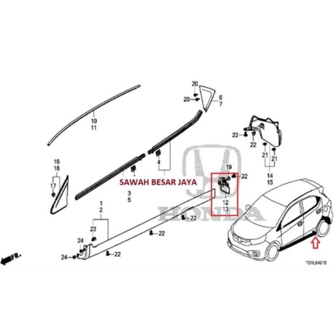 Rear Strake Mud Guard Karet Kepet Karpet Lumpur Roda Belakang Brio
