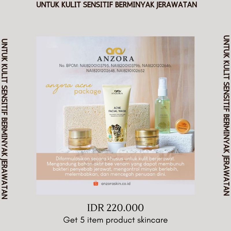 Anzora skincare - skincare anzora - anzora glow - anzora paket glow - anzora acne - anzora paket acne - anzora acne dark sport (free gift sabun susu sereh/bakso aci)