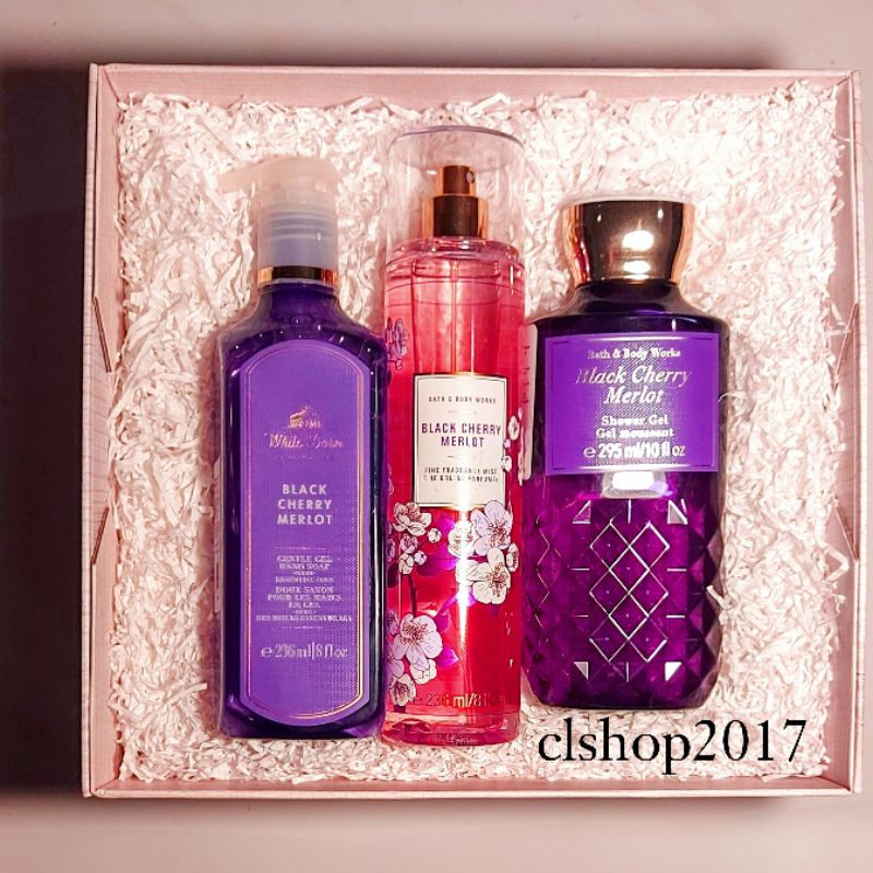 BBW BLACK CHERRY MERLOT GIFT SET PAKET BATH &amp; BODY WORKS