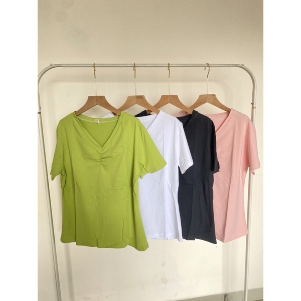 KAOS IMPORT WANITA MODEL V NECK/ATASAN V NECK OVERSIZE IMPORT (BJCN5528)