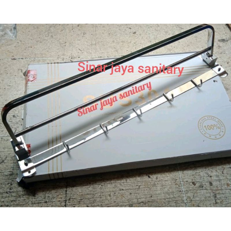 Gantungan handuk lipat stainless 2 baris sus 304 60cm  / Rak handuk 60cm stainless