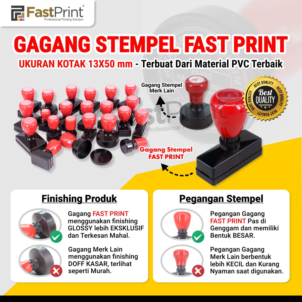 

Gagang Stempel Flash Kotak Ukuran 13X50 MM
