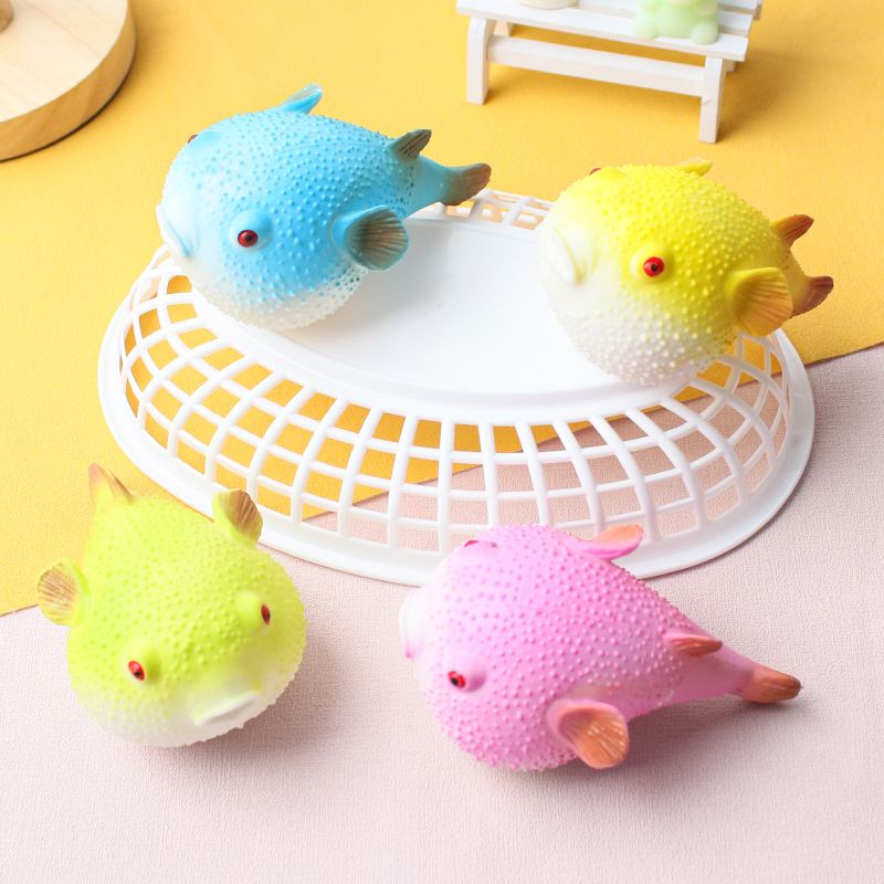 Mainan Squishy Ikan Puffer Fish Pop it Silicon aman lentur Anti Stress