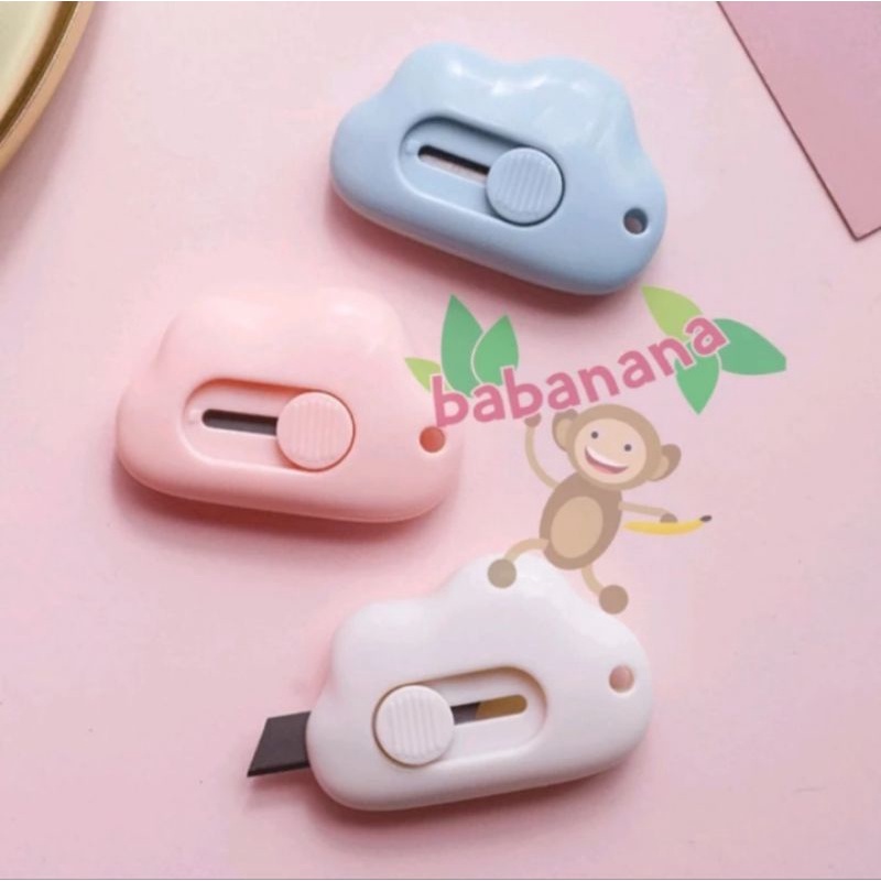 Cutter mini awan pastel stainless steel lucu unik cloud pisau tajam