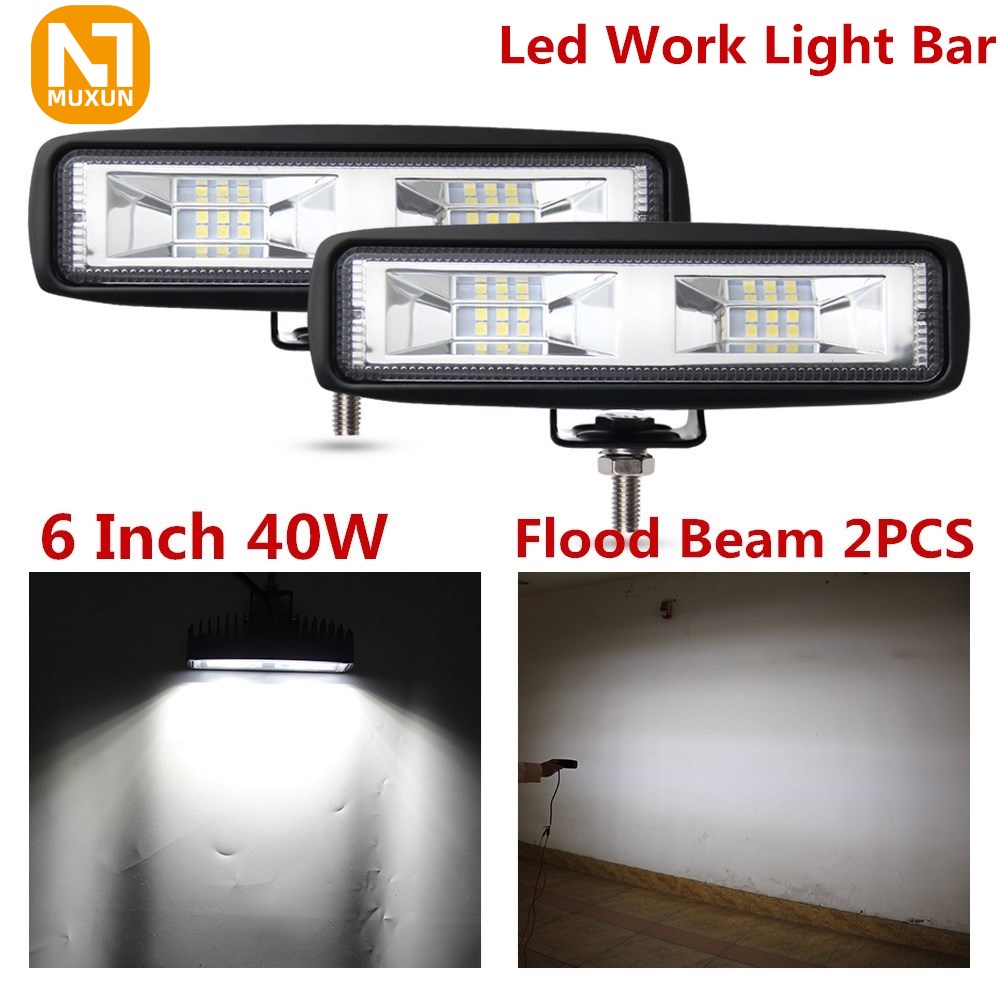 Lampu depan LED 48W mobil lampu sorot LED Bar kerja lampu kabut lampu sorot LED 12V-24V untuk motor truk traktor Trailer 12V - 24V