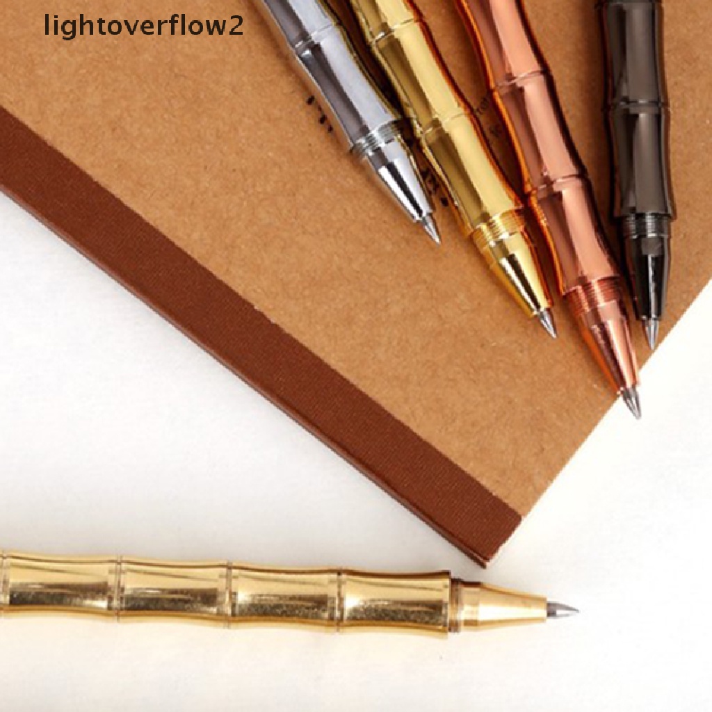 (lightoverflow2) 1pc Pulpen Bentuk Bambu Bahan Kuningan Untuk Hadiah