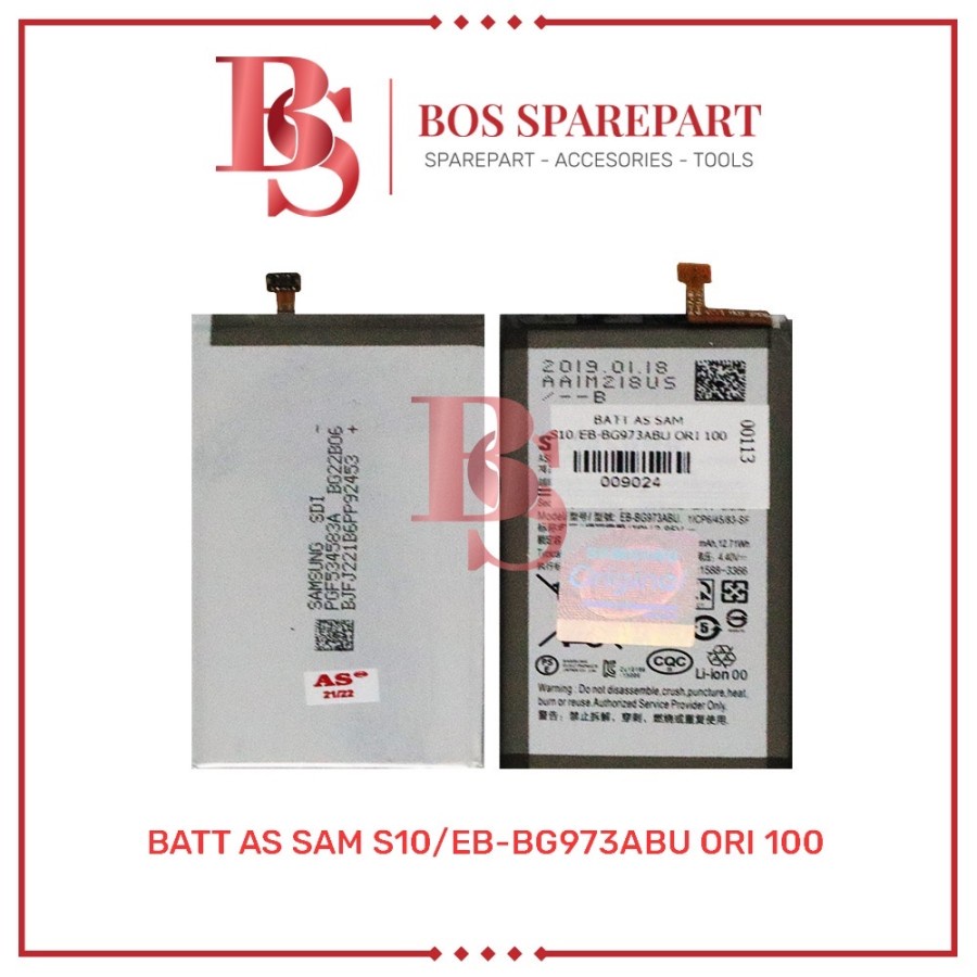 BATTERY AS SAMSUNG S10 / EB-BG973ABU ORI 100 / BATERAI / BATRE