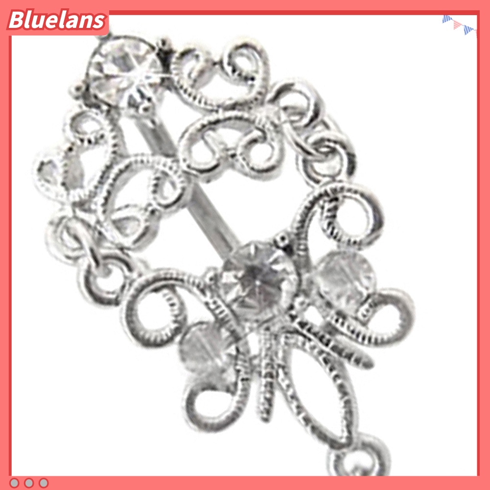 Bluelans Lady Body Piercing Jewelry Belly Dance Rhinestone Dangle Navel Barbell Ring