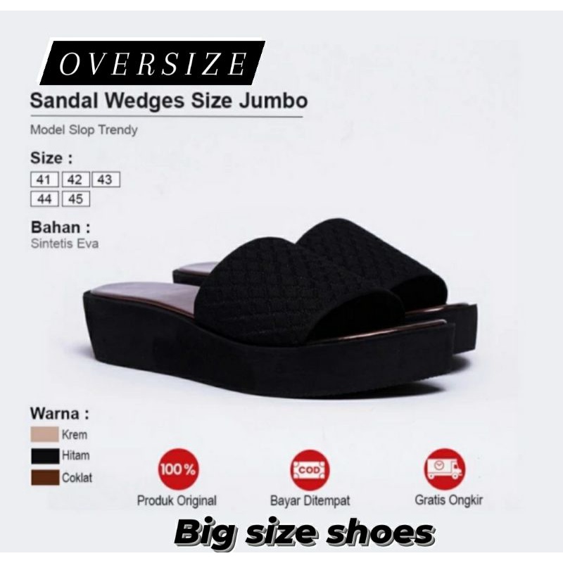 ORIGINAL Wedges Sandal SLAVINA Big Size 41.45 Wedges Slop JUMBO Empuk / Sandal Hak Oversize Wanita Bule Cantik, 42