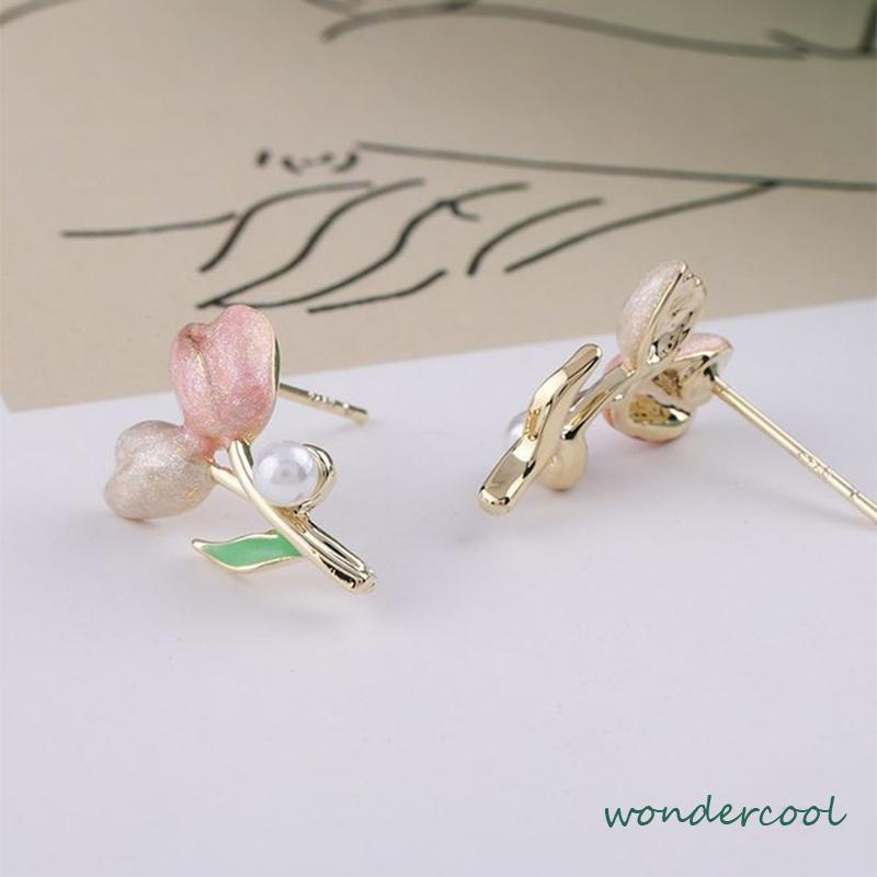 Anting S925 Silver Plated Soft Tulip Earrings Female Earrings Asesori-Won