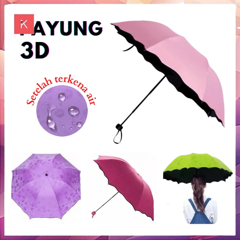 ANG PAYUNG LIPAT MAGIC UMBRELLA 3D BERMOTIF JIKA KENA AIR / PAYUNG LIPAT PRAKTIS ANTI HUJAN DAN SINAR MATAHARI