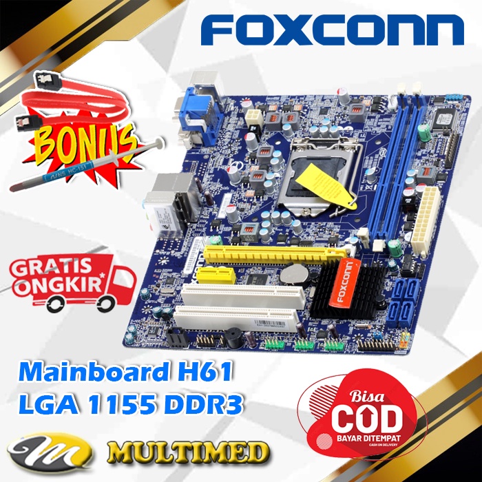 Motherboard Mobo Mainboard Soket 1155 H61 Ddr3 Merk Foxcon