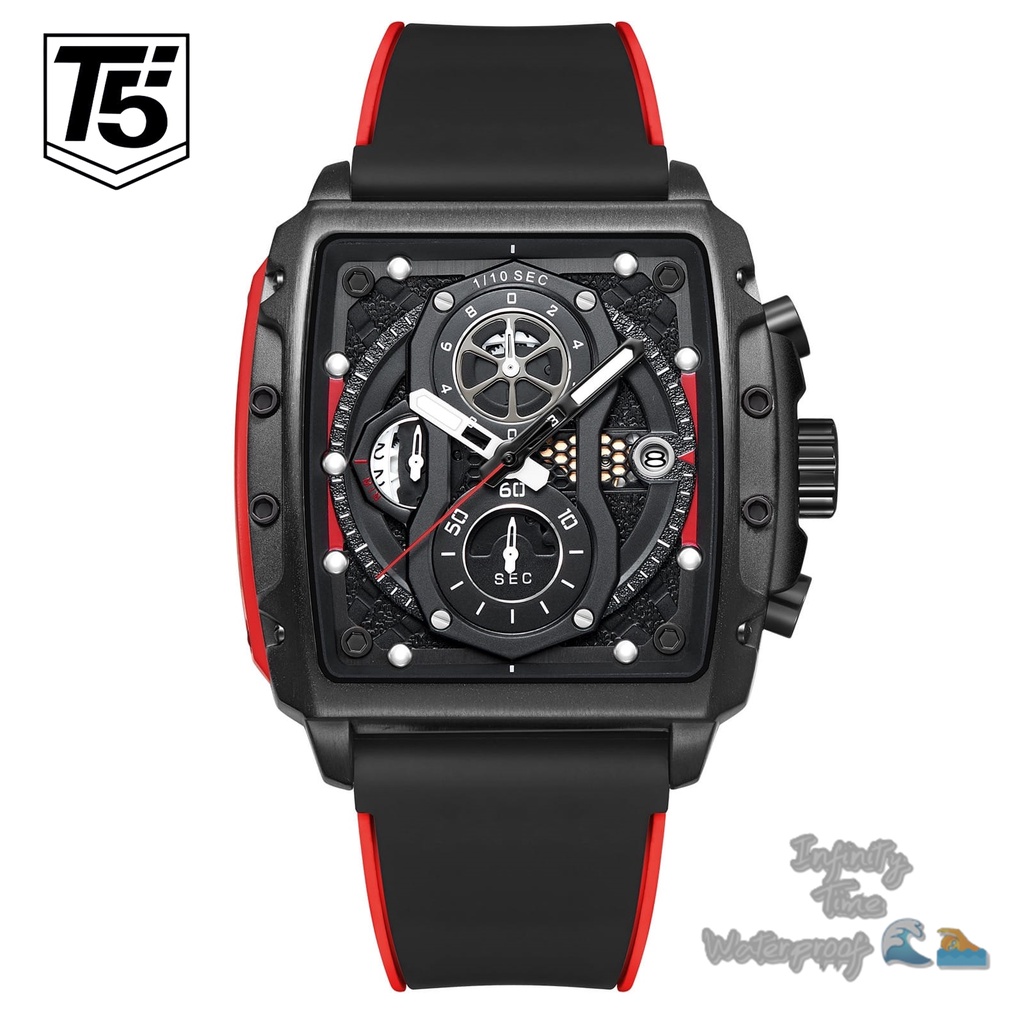 Jam Tangan Cowok T5 H3920G H3920 3920 Analog Chrono dan Tanggal Aktif Strap Rubber Kualitas Original