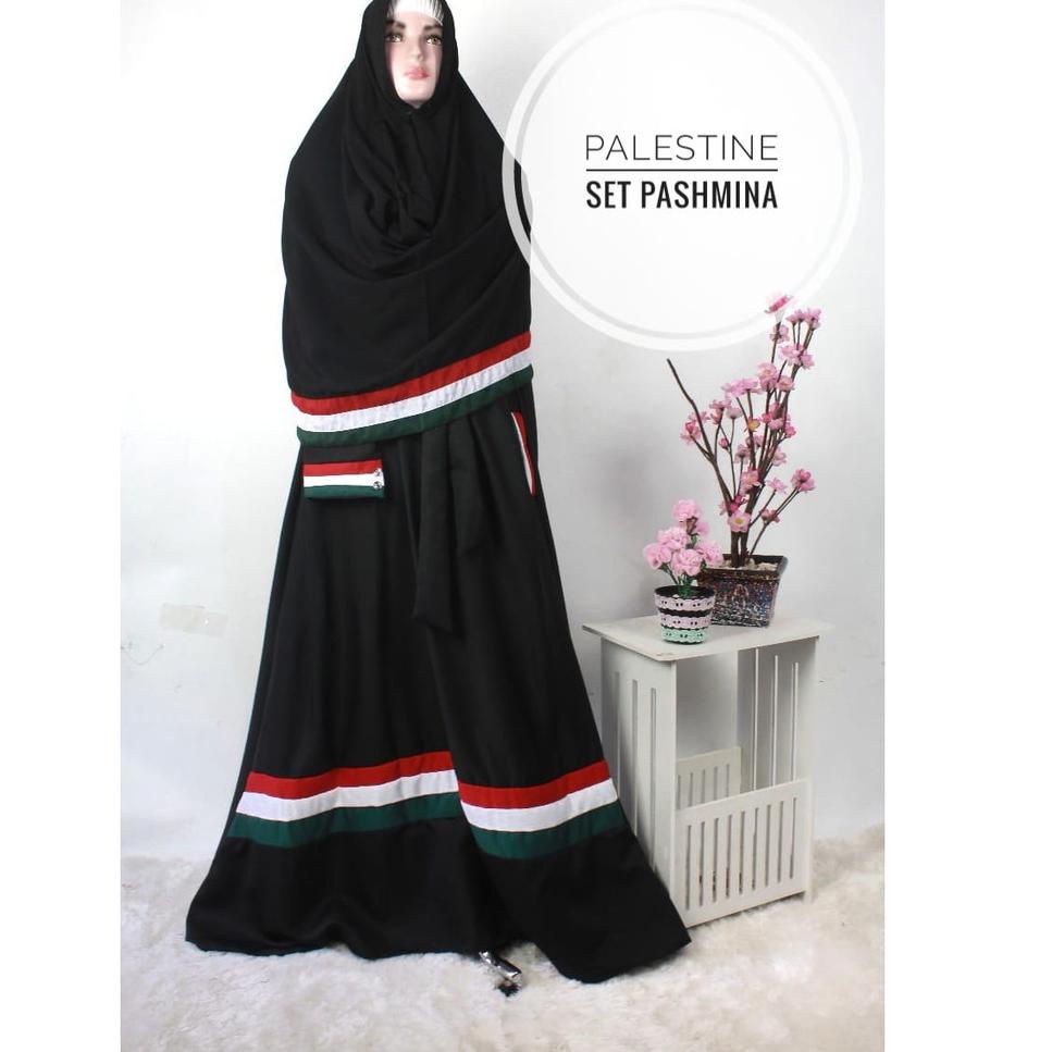 Gamis SET BERGO palestina Palestine palestin khimar syari muslim muslimah outfit muslim –TBU.22Oc22ᵂ