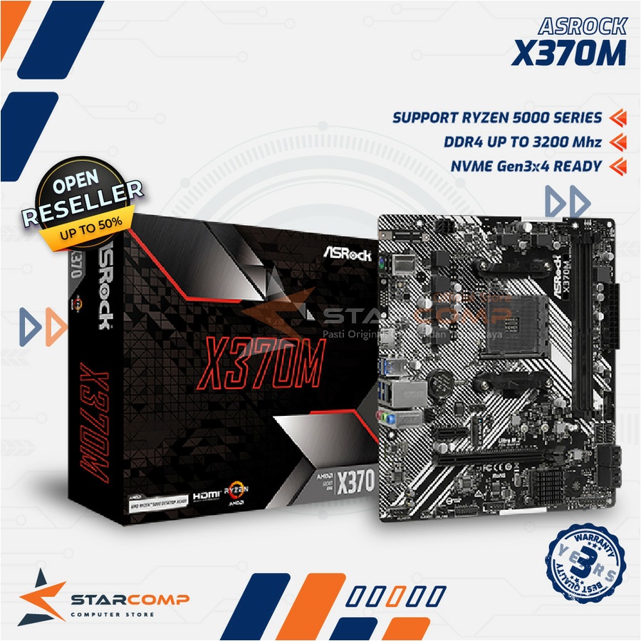 Asrock X370M AM4 mATX DDR4 NVMe Motherboard Asrock X 370 M