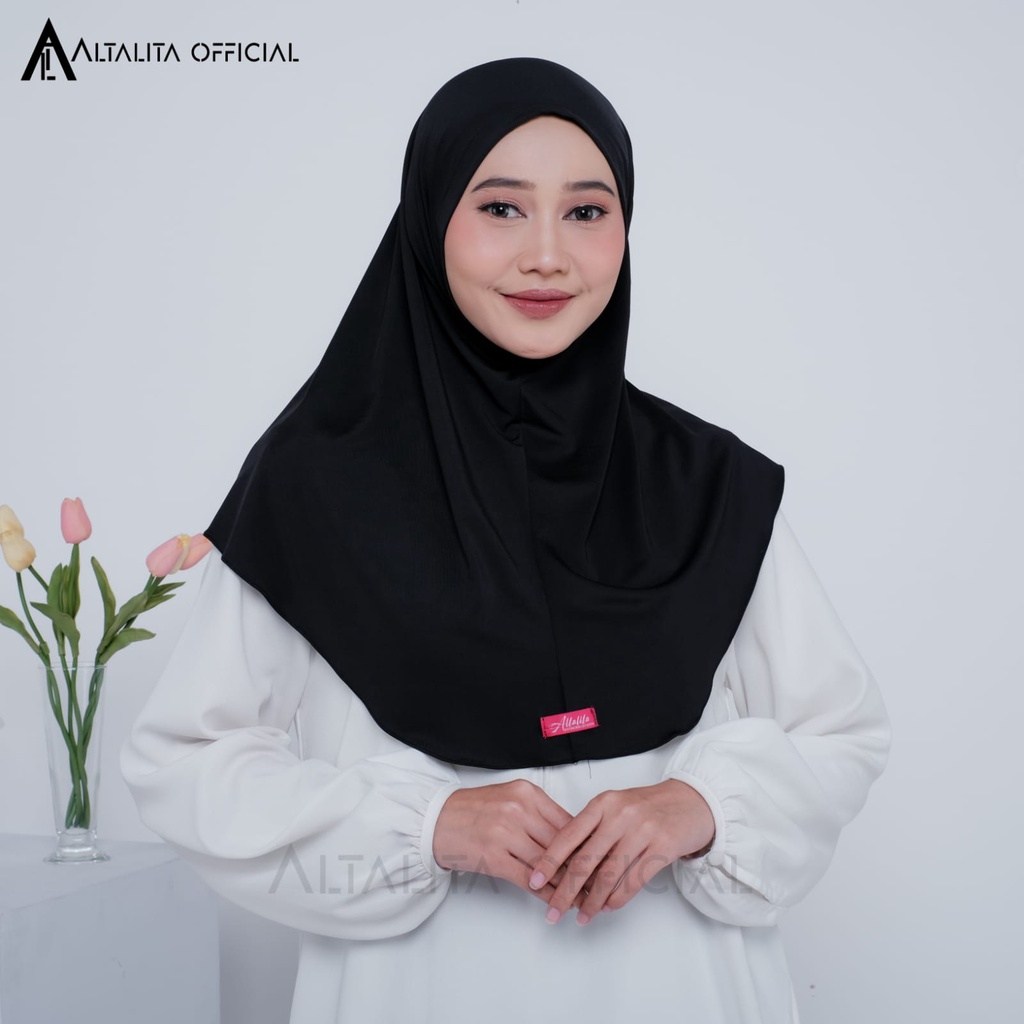 Altalita - Kerudung Khimar Instan Zaida Malay Non Pet Menutup Dada Terbaru | Hijab Bergo Hamidah Instan Jersey Size L Non Pet | Jilbab Instan Malaysia Syari Polos Jumbo Jersey Premium Non Pad Cocok untuk Sekolah Olahraga Volly Futsal Senam dan Sehari-hari