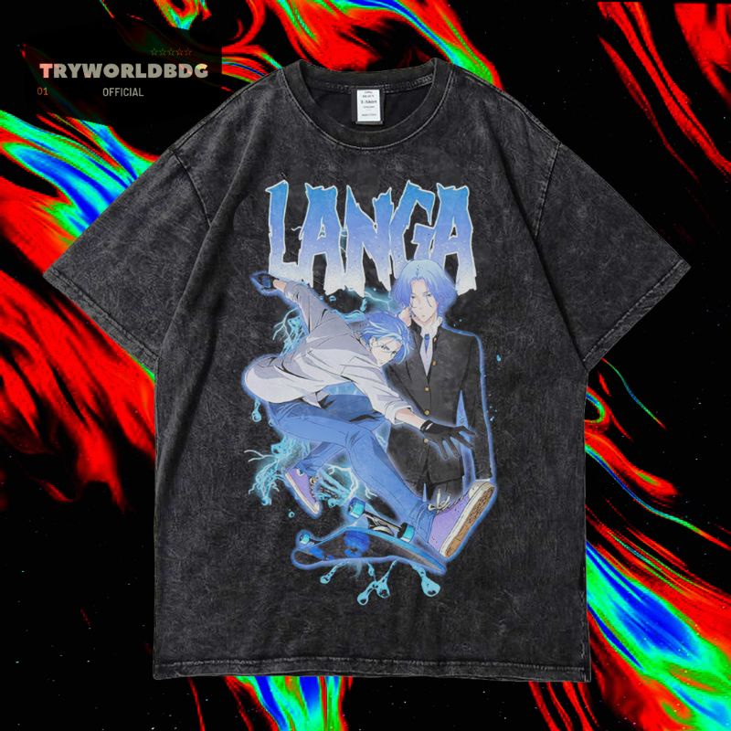 TRYWORLDBDG OFFICIAL "LANGA HASEGAWA" KAOS OVERSIZED | KAOS WASHED | STONE WASH | OVERSIZED T SHIRT 
