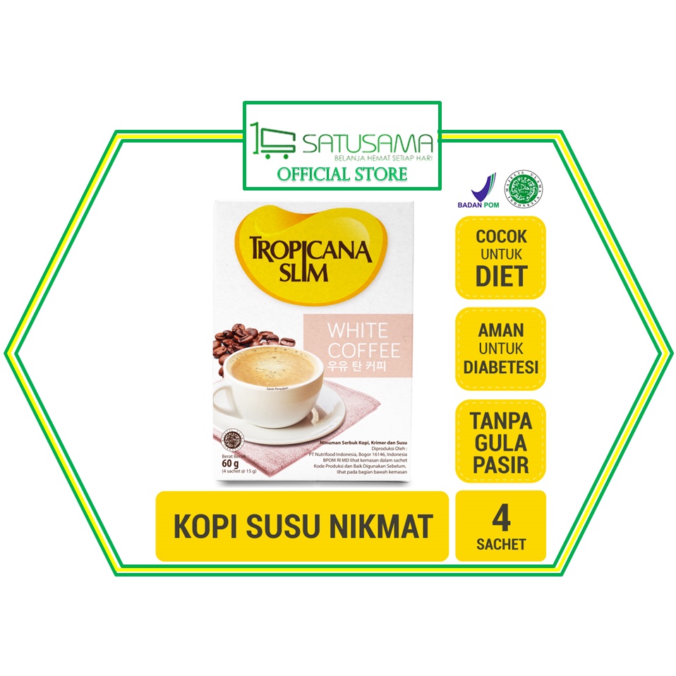 

Tropicana Slim White Coffee 4 Sachet - Kopi Susu Nikmat Tanpa Gula Pasir