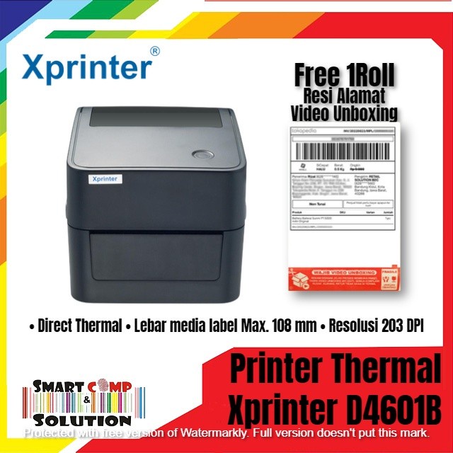 Printer Barcode XPrinter XP460BT Bluetooth Thermal Label RESI Alamat