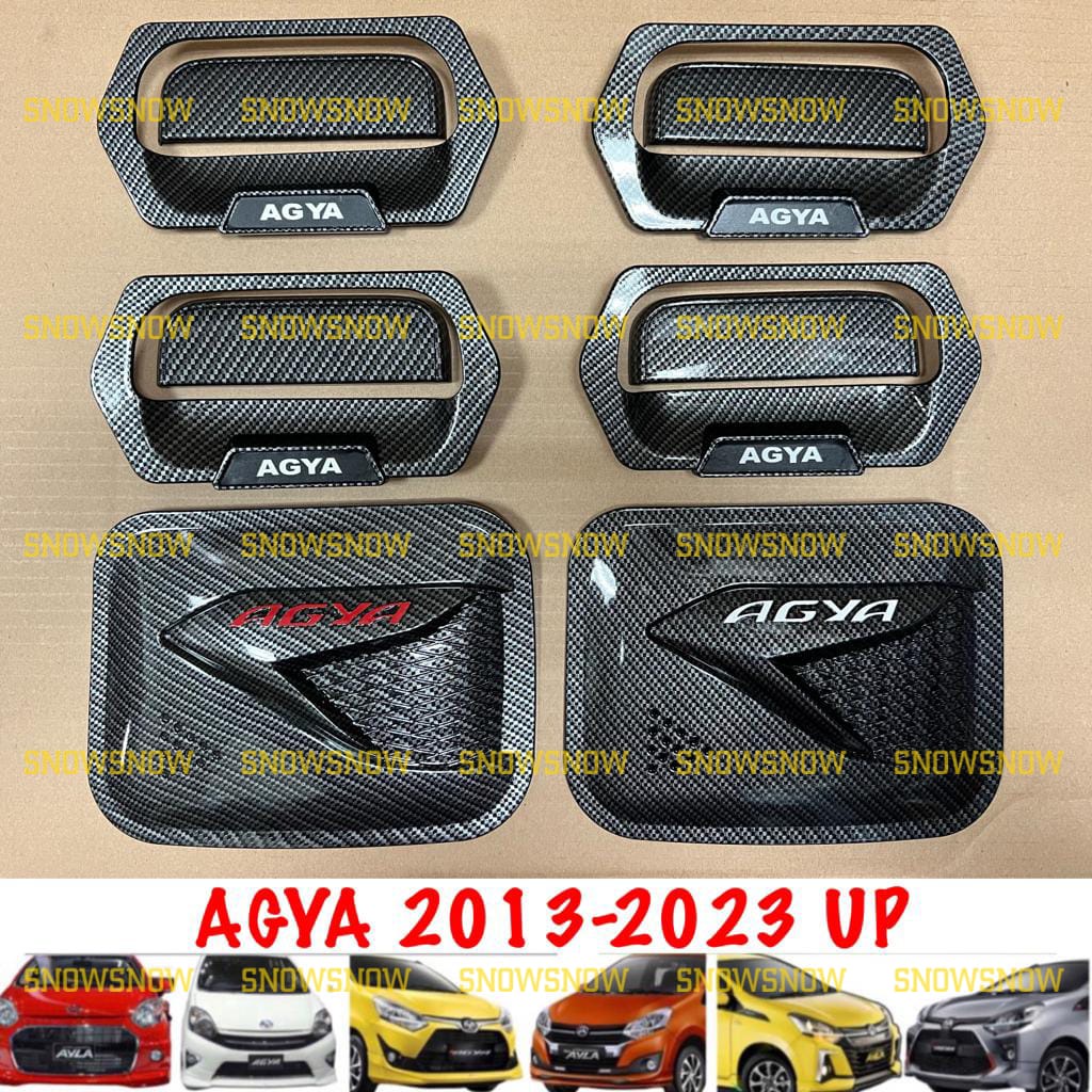 Paket Outer Handle Tank Cover Agya Ayla 2013 2015 2017 2021 2022 2023 GR TRD Hitam Carbon