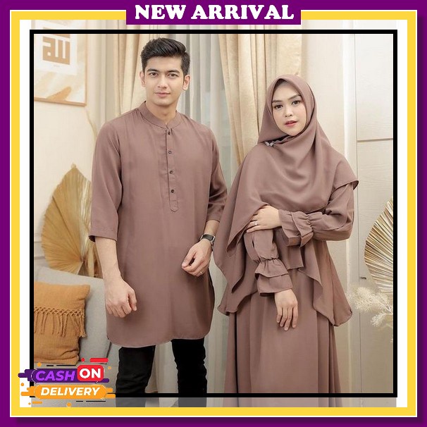 Couple Aron / Set Moscrepe Premium Cp Aron Termurah Baju Pasangan Muslim Terlaris Couple Darlene/Baj