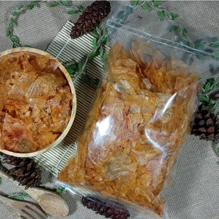 

Kripik Kaca Extra Pedas Daun Jeruk 250gram-Cemilan murah meriah