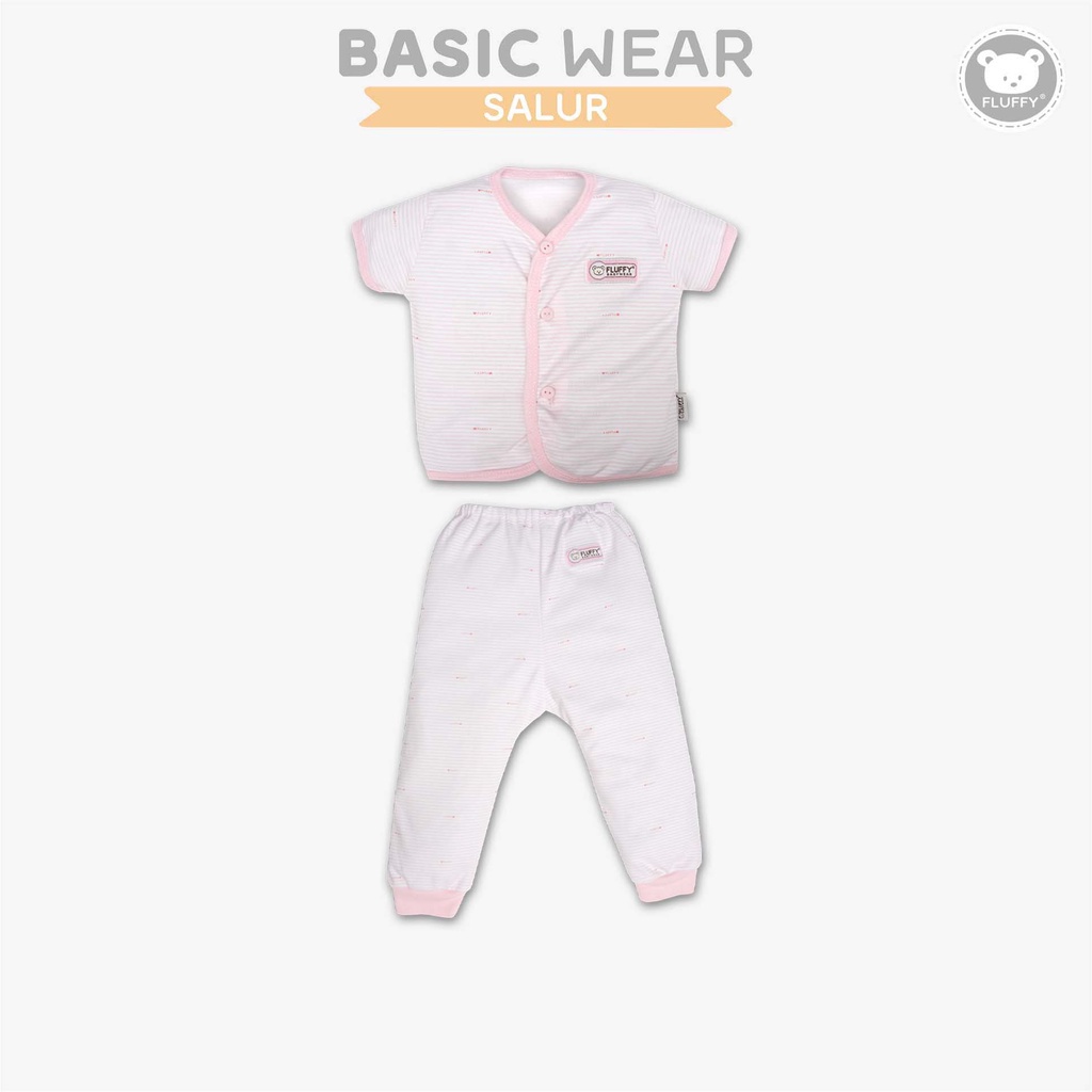 Baju Bayi Setelan Anak Lengan Pendek Celana Panjang Piyama Anak Fluffy Newborn 0 3-12 Bulan 1pcs
