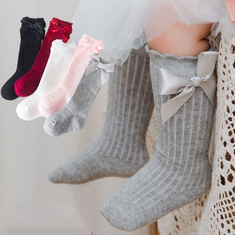 Kaos kaki panjang tinggi selutut pita bayi perempuan baby girl socks