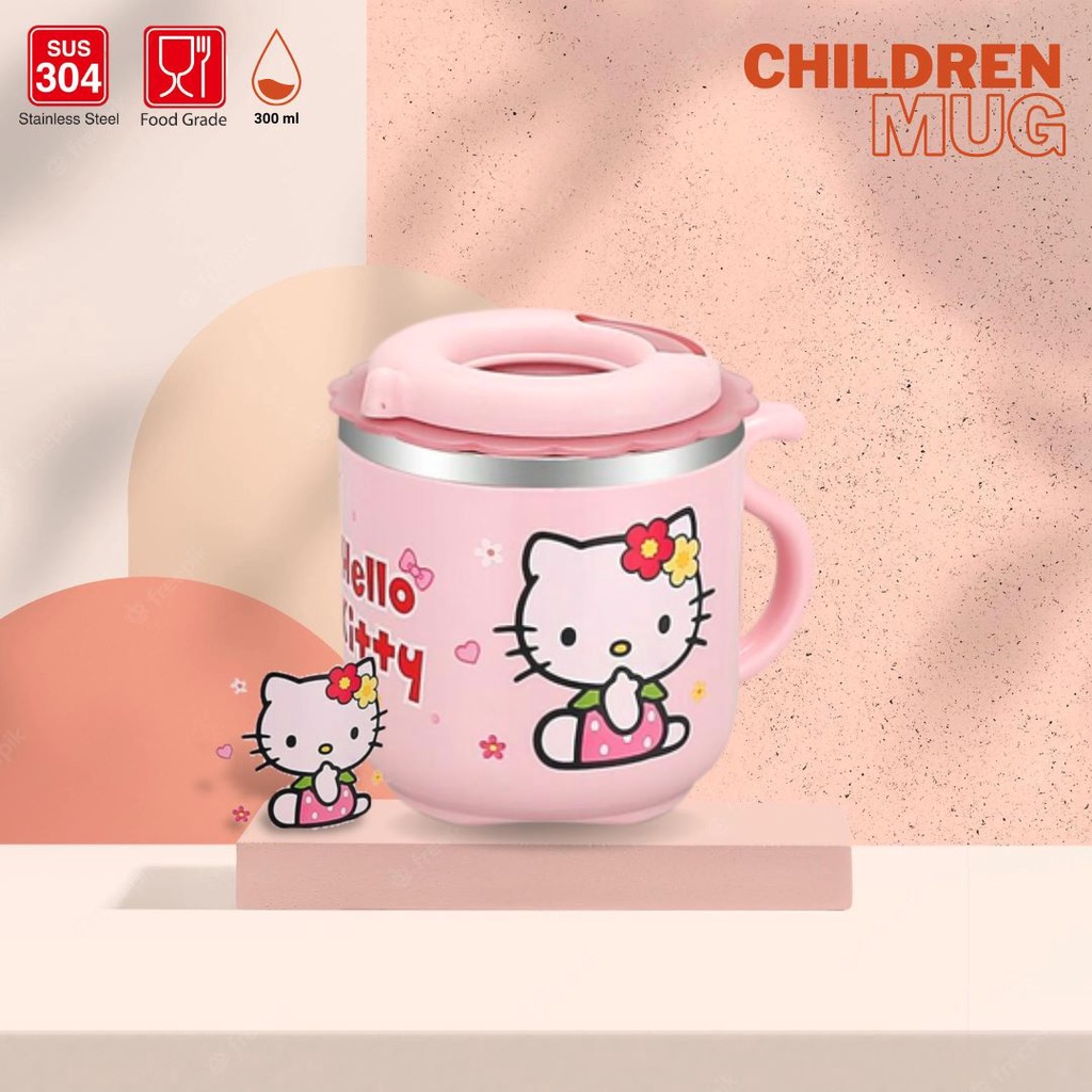 NEW CANGKIR MUG GELAS ANAK KARAKTER STAINLESS MINI LUCU