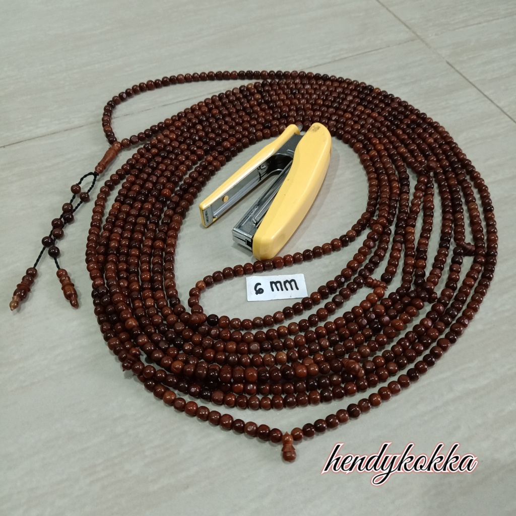 tasbih 1000 kokka kaukah bulat polos 6mm coklat