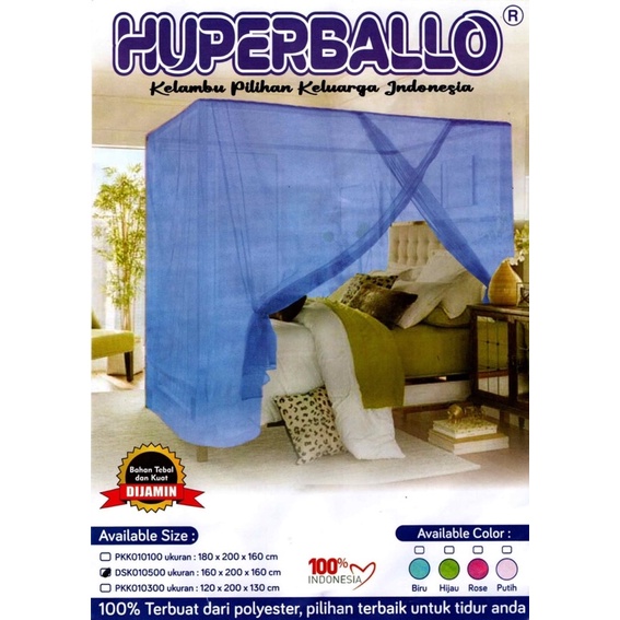 Kelambu tidur anti nyamuk polos 180x200x160 bahan tebal dan kuat