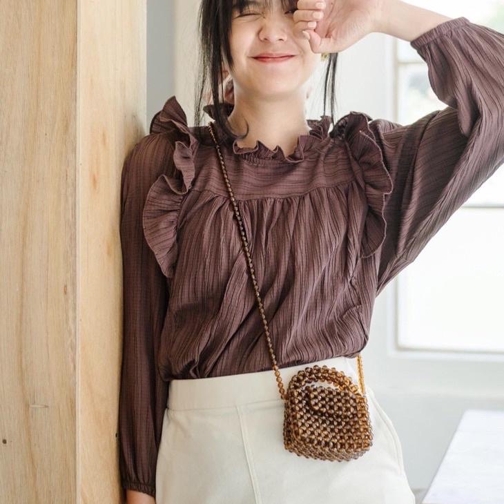 Booming Kanya Blouse Crinkle Lady Shena Atasan Wanita Korean Style Daisy Blouse Moreo Blouse
