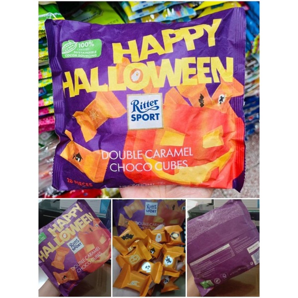 Limited Edition Happy Halloween Ritter Sport Double Caramel Choco Cube 222g/28pcs Product Germany