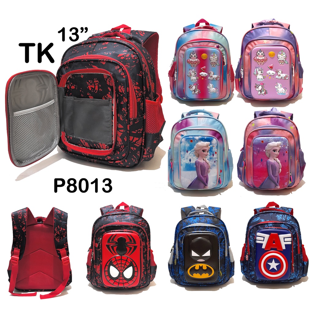 Tas TK Paud Ransel Sekolah Anak Laki Cowok Tas Anak Perempuan Tempat Pensil Superhero spiderman Batman captain