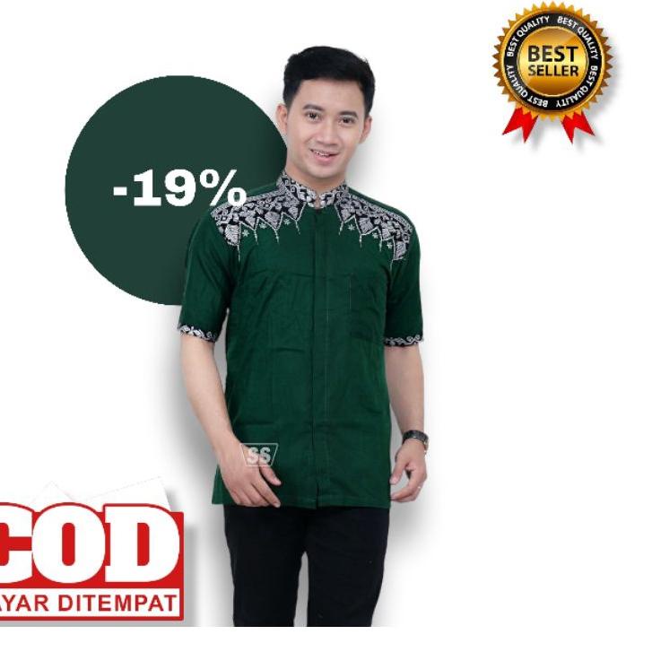 [TJT.18Oc22o] KOKO HIJAU BOTOL SYUBANNUL MUSLIMIN GUZ AZMI  BAJU KOKO PRIA AZZAHIR BAHAN KATUN BORDI