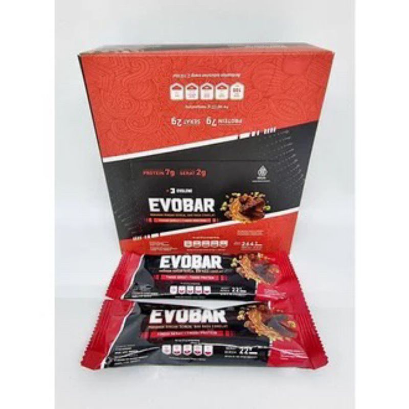 

Evobar 1 Box 12 Pcs By Evolene BPOM Halal Snack Protein Coklat