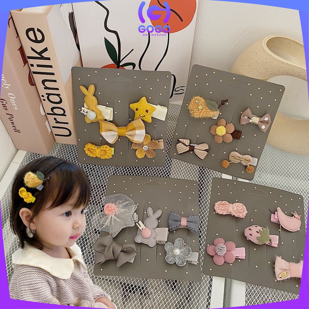 GOGO-C319 Jepitan Rambut Korea Anak Set 5 IN 1 / Jepit Rambut Anak Perempuan / Hair Pin Klip Rambut / Korean Hair Clip