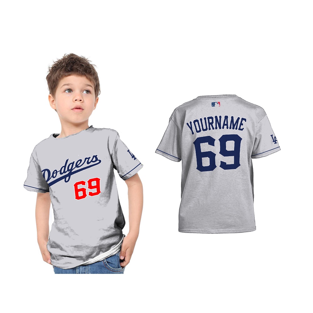 Kaos Anak Jersey Baseball MLB Los Angeles Dodgers Full Printing Custom