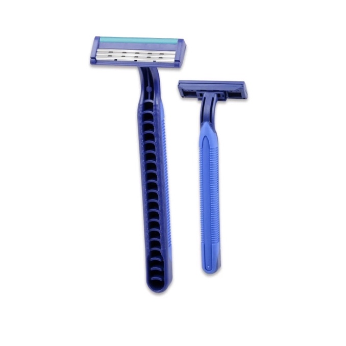 pisau Cukur jenggot Kumis 3 mata silet Balih Blade alat Tajam Biru manual Pria cowok-2