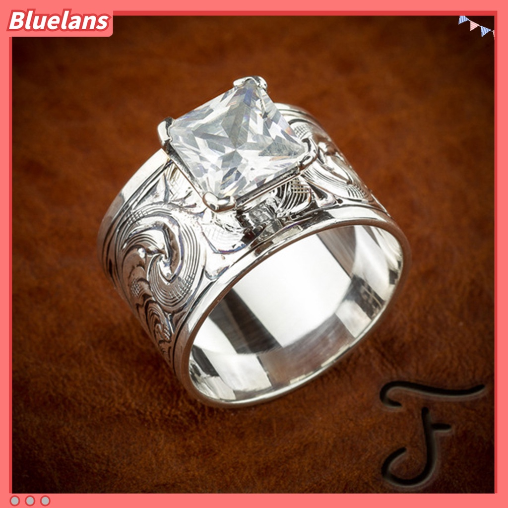 Cincin Jari Cubic Zirconia Gaya Vintage Artistik Untuk Unisex