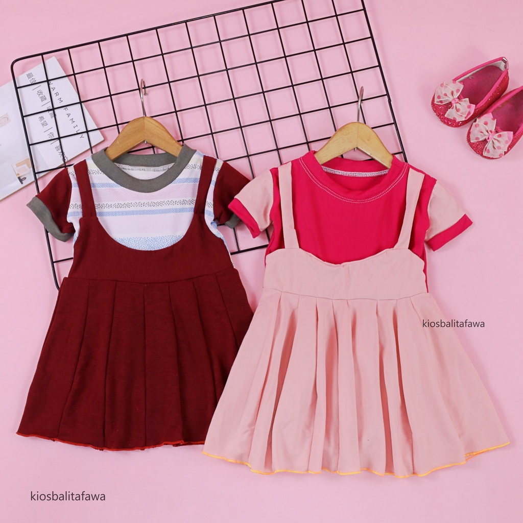 Dress Nagita uk Bayi 3-12 Bulan / Dres Baby Perempuan Baju Anak Murah Lengan Pendek Motif Adem