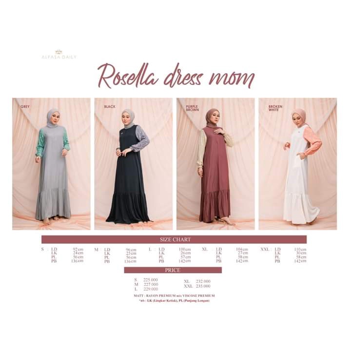 Rosella Dress Mom by Alfasa Daily | Dress Rayon Terbaru | Gamis Dewasa