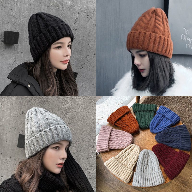 WOMAN WINTER BEANIE + TOPI RAJUT WANITA