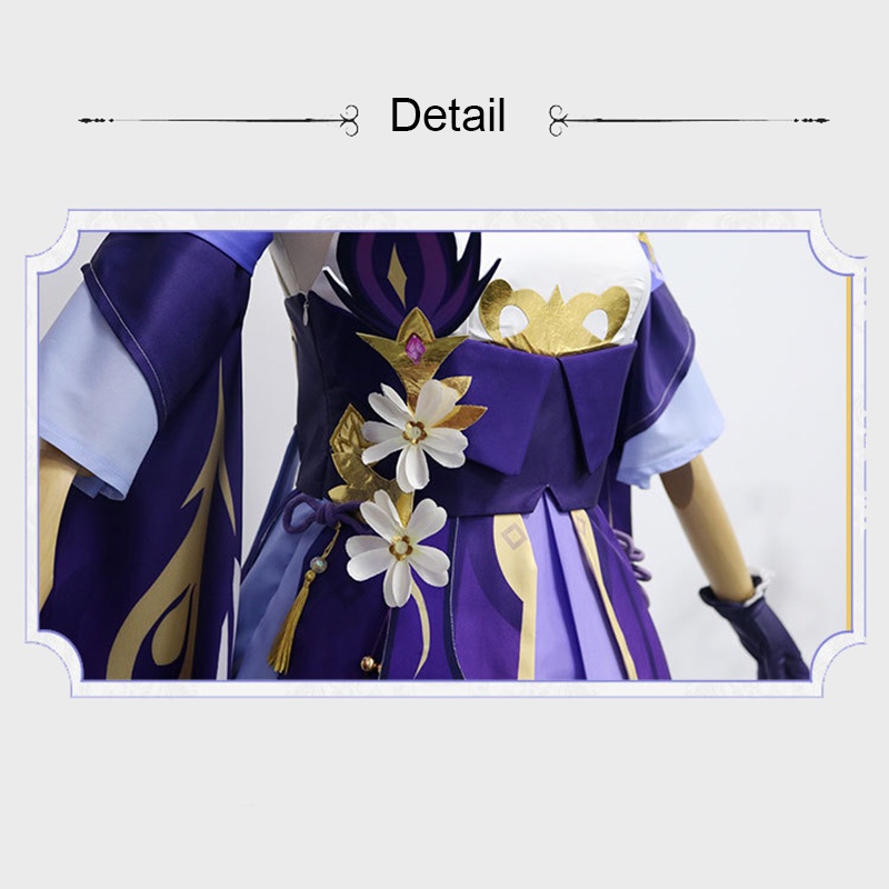 【Wetrose】Genshin Impact Keqing Cosplay Costume Kostum Baju Full Set High Quality, Keqing Wig