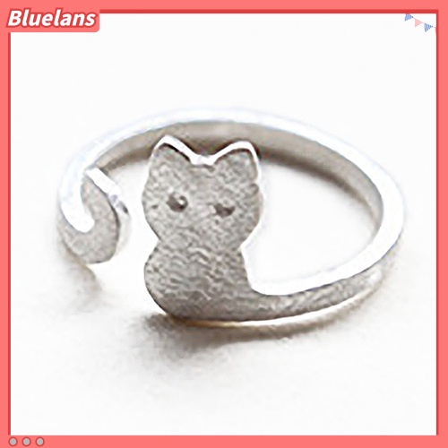 Bluelans Women Fashion Jewelry Xmas Gift Cartoon Cat Sliver Plated Open Adjustable Ring