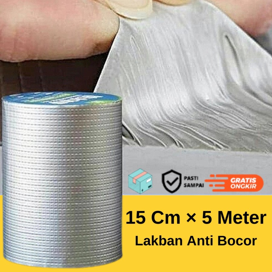 Lakban Anti Bocor Perekat Super Kuat 20cm Lem Atap Rumah Anti Bocor Anti Air Panas Tape Tambal Silver